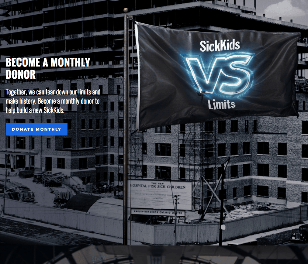 SickKids Hospital Campaign Landing Page