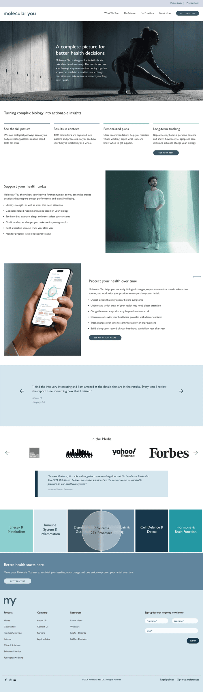 Molecular You for Individuals landing page